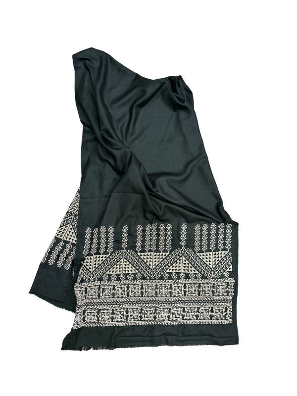 The Embroidered Scarf in Grey