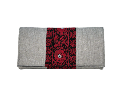 The Hand Embroidered Clutch Bag in Grey