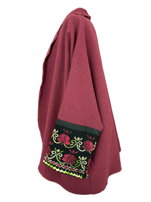 The Round Jacket in Burgundy Egyptian Cotton