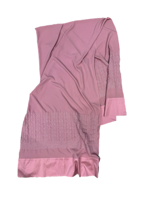 The Wide Embroidered Scarf with Thai Silk Trim in Pink
