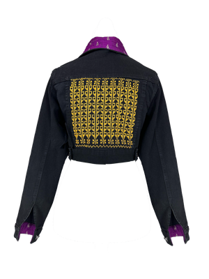 The Embroidered Denim Jacket in Black