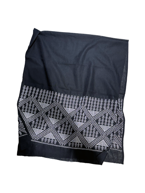 The Extra Wide Embroidered Scarf in Black