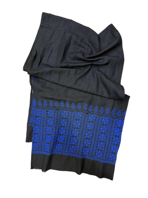 The Medium Sized Embroidered Scarf in Black