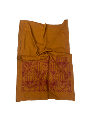 The Embroidered Scarf in Burnt Orange