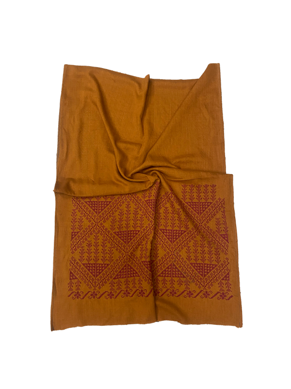 The Embroidered Scarf in Burnt Orange