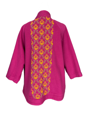 The Embroidered Round Jacket in Fuchsia