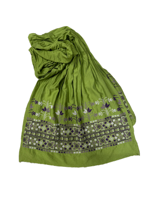 The Embroidered Scarf in Green