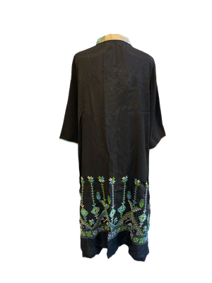 Black Dress With Blue Hand Embroidery on the Back