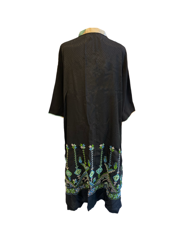 Black Dress With Blue Hand Embroidery on the Back