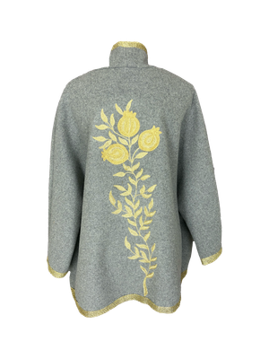 The Round Jacket With Aghabani Embroidery in Grey with Gold Pomegranates