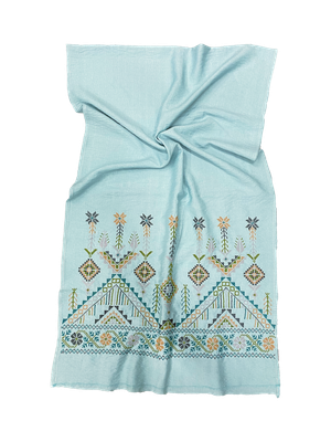 The Embroidered Scarf in Blue