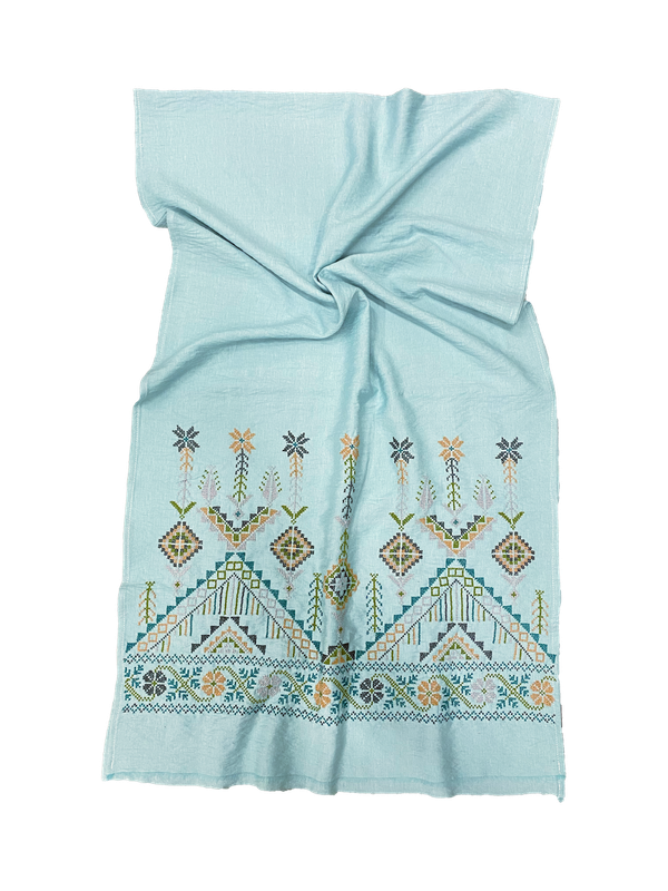 The Embroidered Scarf in Blue