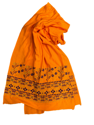 The Embroidered Scarf in Orange