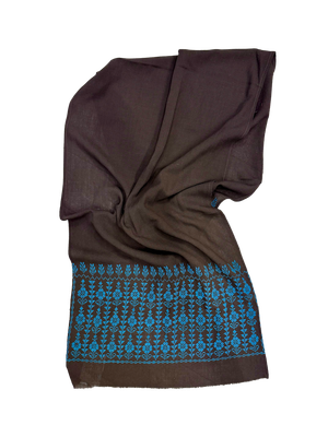 The Embroidered Scarf in Brown