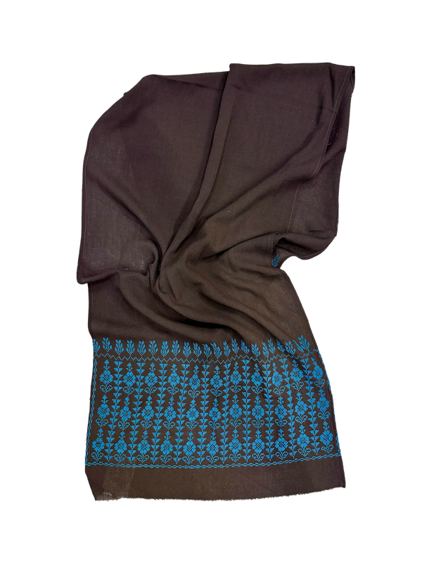 The Embroidered Scarf in Brown