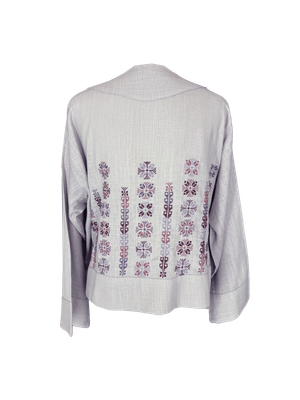 The Embroidered Linen Jacket in Lavender