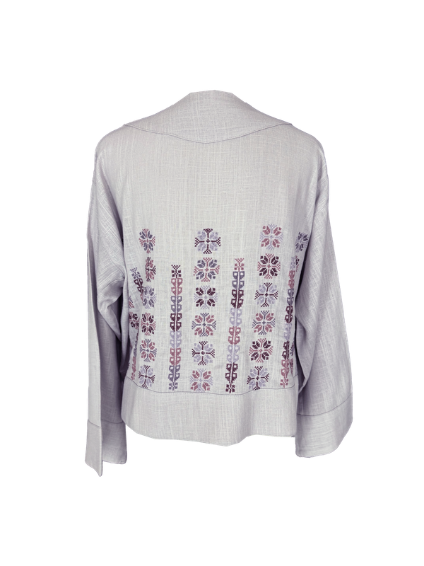 The Embroidered Linen Jacket in Lavender
