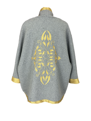The Round Jacket With Aghabani Embroidery in Grey and Gold on the Back