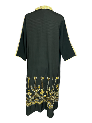 Black Dress With Yellow Hand Embroidery on the Back
