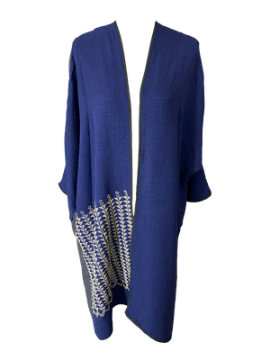 Abaya with Hand Embroidery in Navy Blue