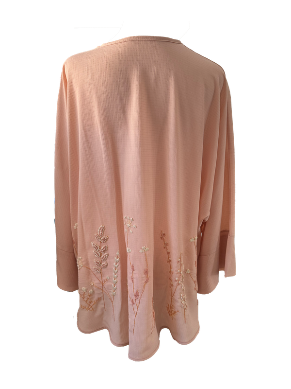 Nadia Dajani x UNHCR Oversized Kimono Jacket With Hand Embroidery in Pink
