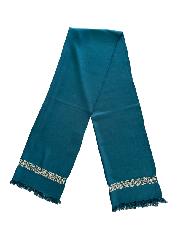 The Men's Scarf in Green with Embroidery on Both Sides