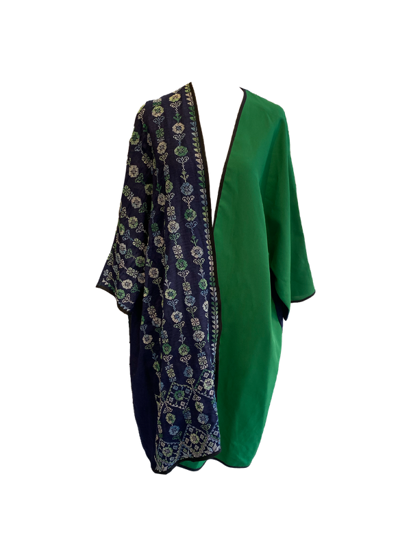 The Abaya With Heavy Hand embroidery in Green and Navy