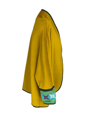 The Round Jacket in Yellow with Hand Embroidery
