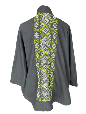 The Embroidered Round Jacket in Dark Grey