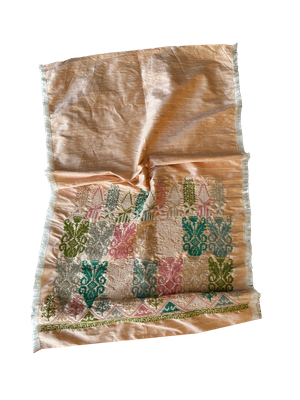 The Embroidered Silk Scarf in Orange Thai Silk
