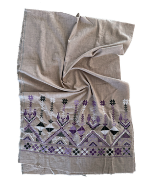 The Heavily Embroidered Scarf in Beige