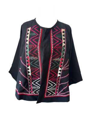 Kimono Cut Jacket with Pink Aghabani Embroidery