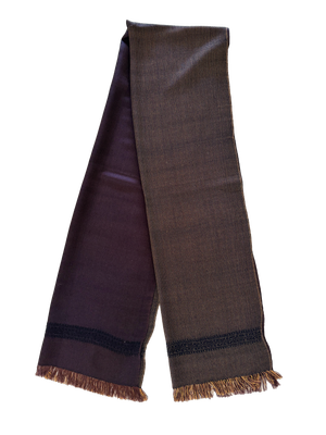 The Men's Scarf in Dark Brown with Embroidery on Both Sides