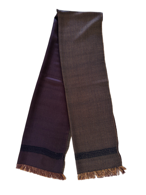 The Men's Scarf in Dark Brown with Embroidery on Both Sides