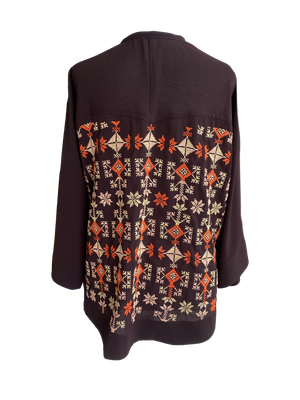 The Kimono Cut Jacket in Purple with Pink Hand Embroidery