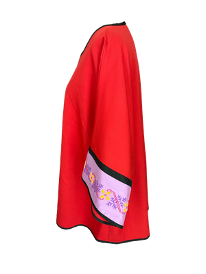 Long Jacket With Embroidery in Red