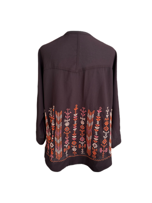 The Kimono Cut Jacket With Light Embroidery in Sheer Purple with Pink