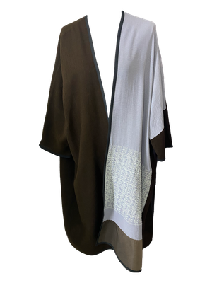 Abaya with Hand Embroidery in Brown and Grey