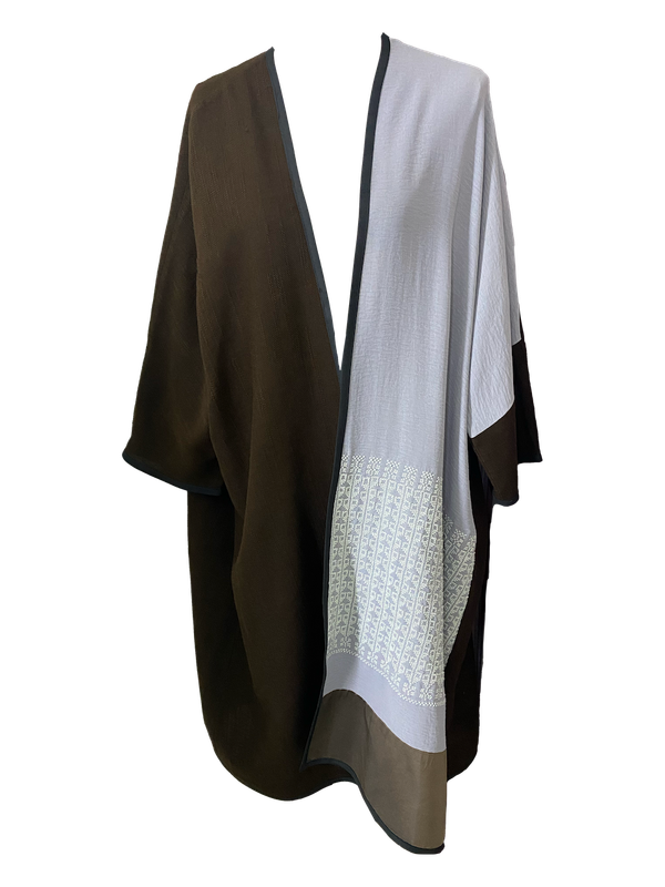Abaya with Hand Embroidery in Brown and Grey
