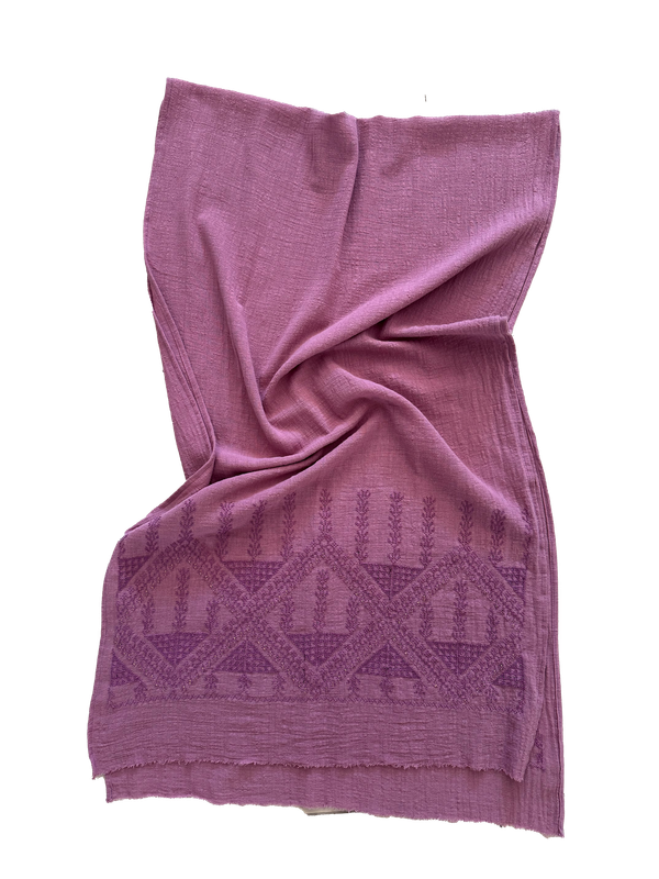 Pink Embroidered Scarf