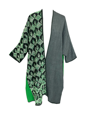 The Abaya With Heavy Hand Embroidery in Black and Green
