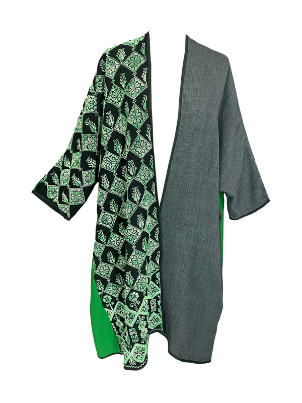 The Abaya With Heavy Hand Embroidery in Black and Green