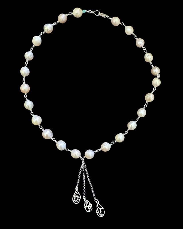 Pearl Wire Necklace With Fallah Kheir Hafeth Tassel
