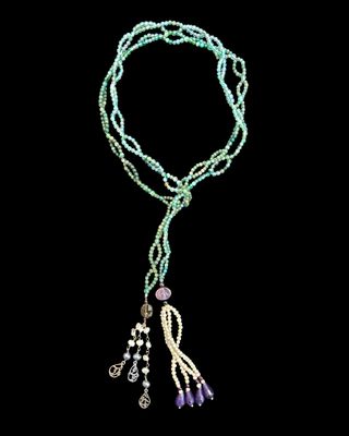 Gemstone Tie Necklace with Ain Rabuka Taraak Tassel