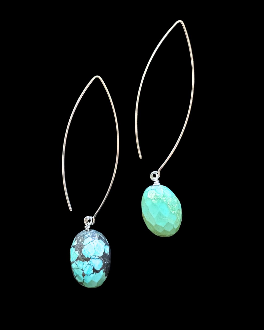Oval Hook Earrings With Gemstone