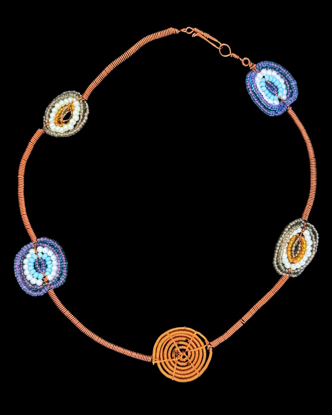Copper Eye and Swirl Charm Necklace