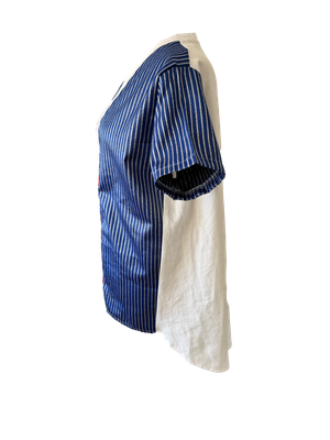 Hand Embroidered Saya Shirt in Blue