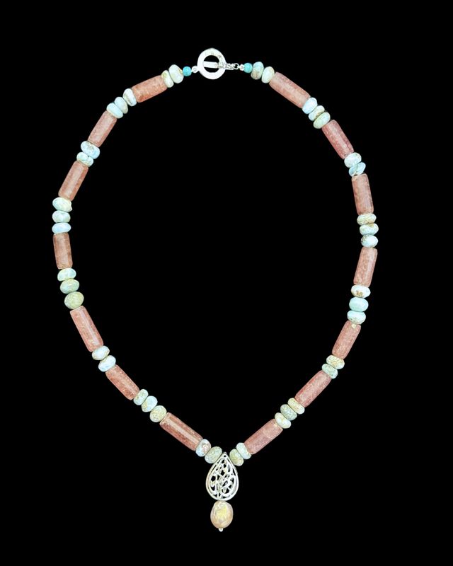 Almond Nima Necklace with Drop Stone