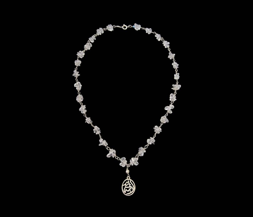 Gemstone Necklace with Small Light Salam Word