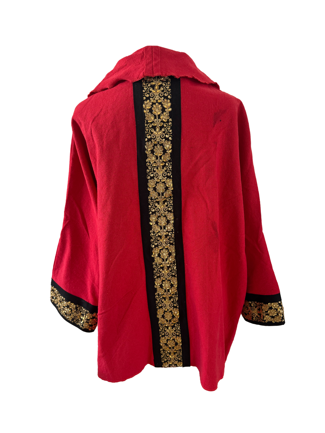 The Round Jacket in Red Egyptian Cotton with Back Detailing